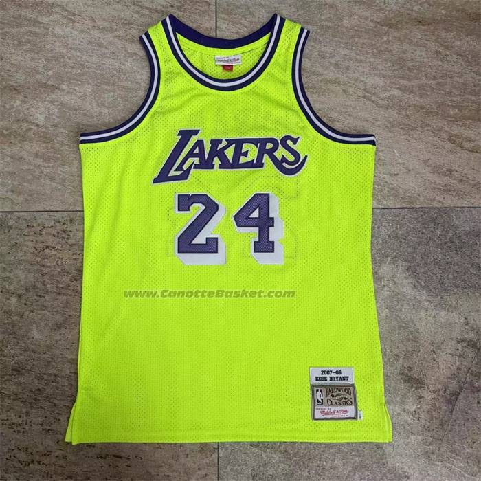Maglia Los Angeles Lakers Kobe Bryant No 24 Mitchell & Ness 2007-08 Verde